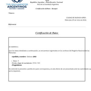 Certificado de domicilio argentino