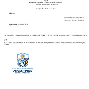 Certificado de movimientos migratorios argentino