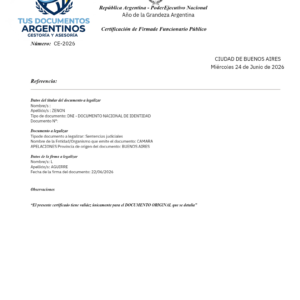 Legalización de documentos ante el Ministerio del Interior argentino