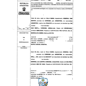 Acta de matrimonio argentino desde España