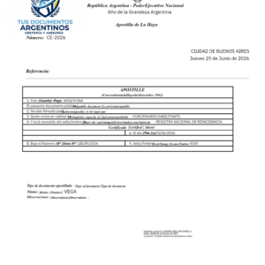 Apostilla de la Haya Argentina desde España