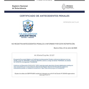 Certificado de Antecedentes Penales Argentino