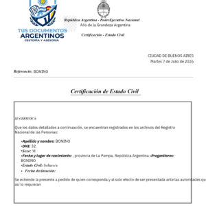 certificado de solteria argentino